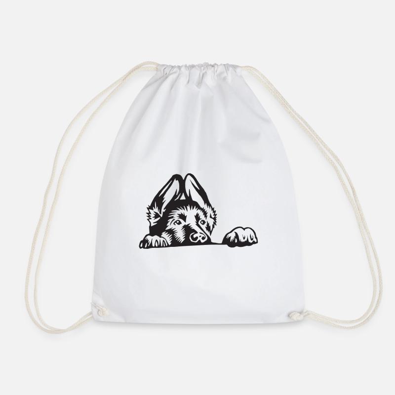 German shepherd - Drawstring Bag - white