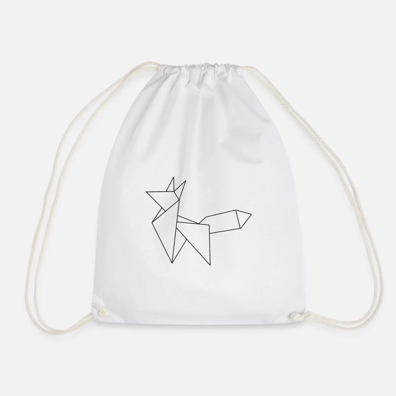 Origami fox - Drawstring Bag - white