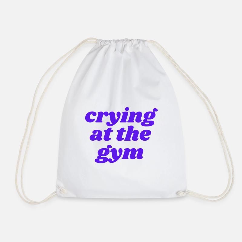 crying at the gym - Drawstring Bag - white