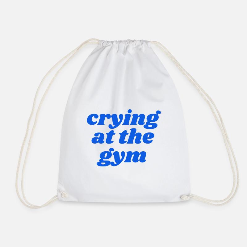 crying at the gym - Drawstring Bag - white