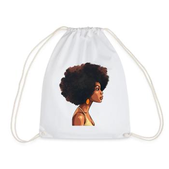 Black Afro Woman Melanin - Drawstring Bag - white - Front