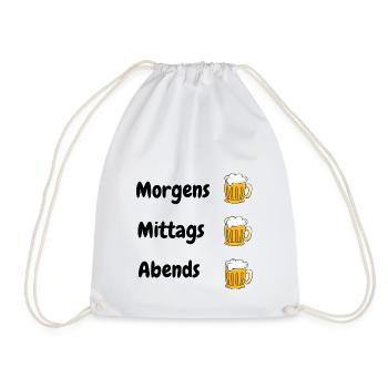 Morgens mittags abends Bier trinken - Turnbeutel - Weiß - Vorne