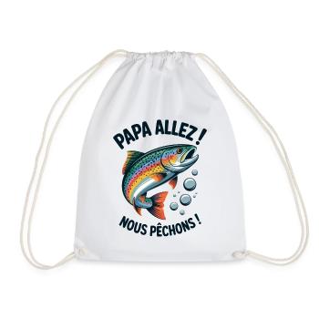 Papa allez! Nous pêchons ! Truite sautante - Sac de sport léger - blanc - Devant
