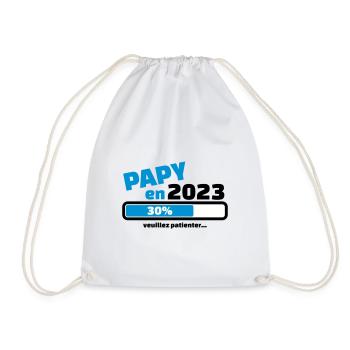 papy en 2023 30% veuillez patienter - futur papy - Sac de sport léger - blanc - Devant