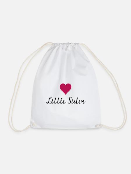 "Little Sister" Schriftzug Geschenk Idee - Turnbeutel - Weiß