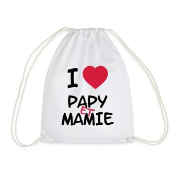 I Love Papy et Mamie - Drawstring Bag - white - Front