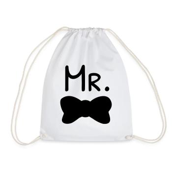 mister bow tie - Drawstring Bag - white - Front