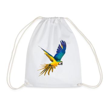 Blue and yellow macaw low poly - Drawstring Bag - white - Front