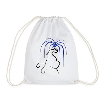 Elephant splashes water from proboscis - Choose color - Drawstring Bag - white - Front
