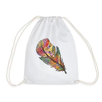 Feather - Drawstring Bag - white - Front
