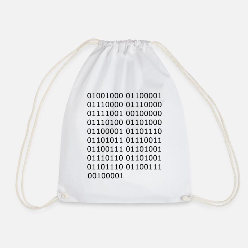 Happy Thanksgiving binary - Drawstring Bag - white