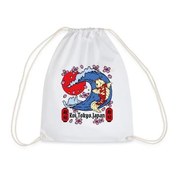 Koi Karpfen Fisch Japanische Sakura Cherry Blossom - Turnbeutel - Weiß - Vorne