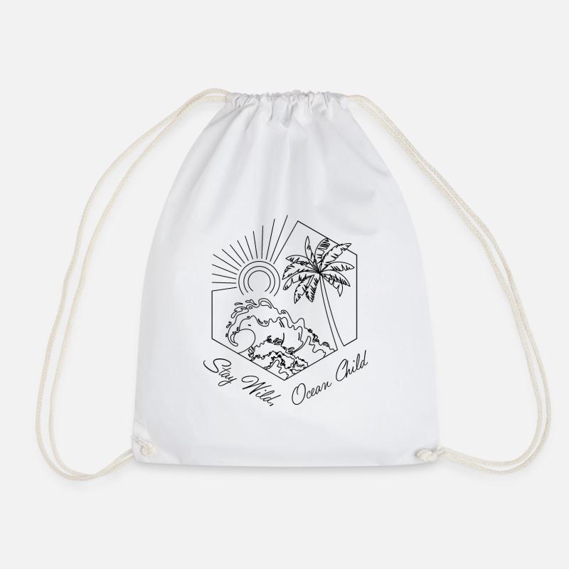 Stay wild, ocean child - Drawstring Bag - white