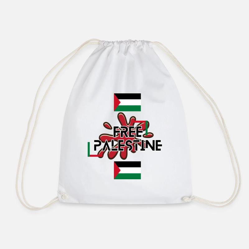 Free Palestine - Drawstring Bag - white
