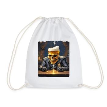 Beer Skull 0.5 - Drawstring Bag - white - Front
