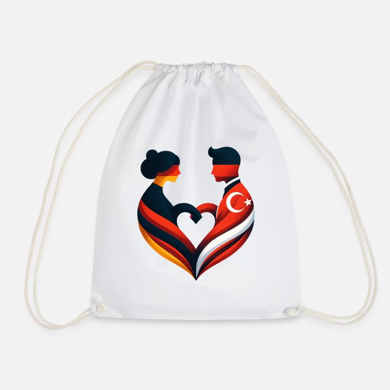 German-Turkish Love - Wedding Happiness - Drawstring Bag - white