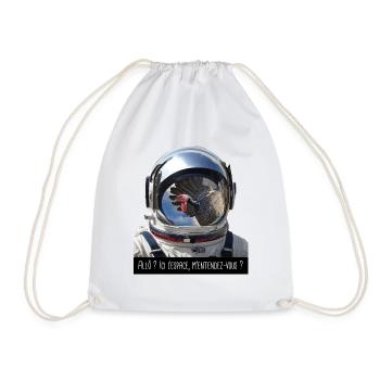 Astronaut meeting a turkey - Drawstring Bag - white - Front
