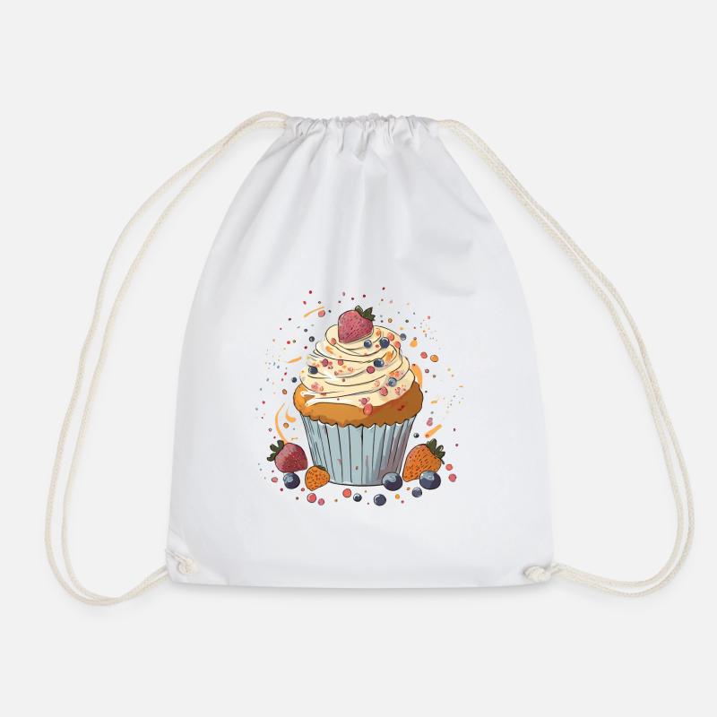 Cupcake mit Beeren - Turnbeutel - Weiß