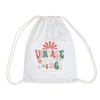 1961 Birthday 1961 vintage - Drawstring Bag - white - Front