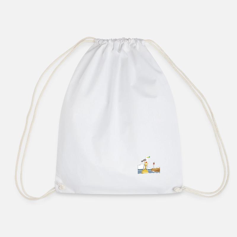 The Breton seagull - Drawstring Bag - white