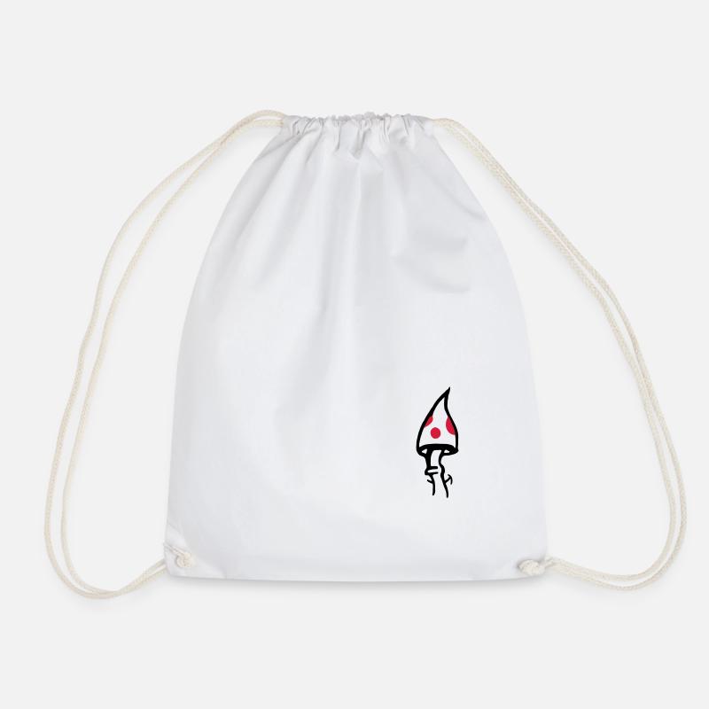 Smiling Mushroom - Drawstring Bag - white