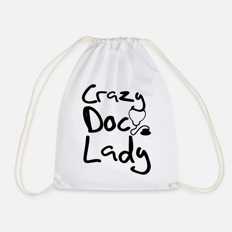 Crazy Doc Lady Doktor Arzt Medizin Geschenk - Turnbeutel - Weiß