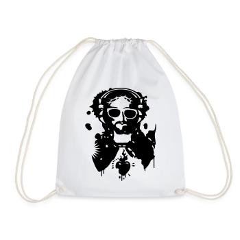 Jesus Graffiti with headphones and sunglasses - Drawstring Bag - white - Front