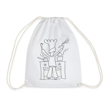 Papa’s Cooking Line Art – Funny Kitchen Gift - Turnbeutel - Weiß - Vorne