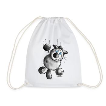 "Crazy Cat" - tee shirt motif - Siamois Chat - Sac de sport léger - blanc - Devant