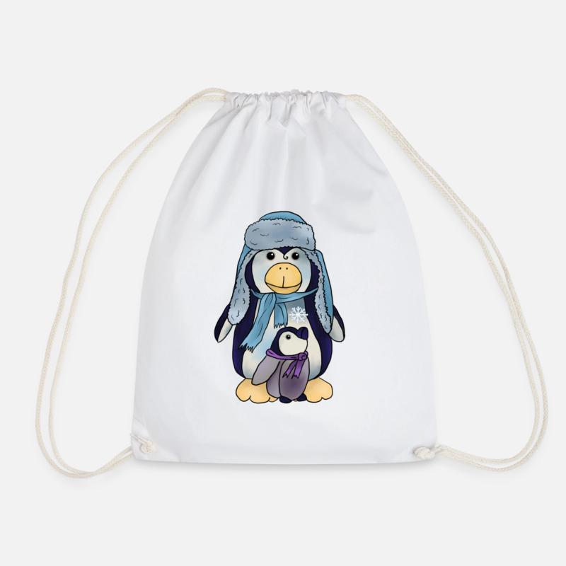 Pinguin mit Kind - Turnbeutel - Weiß