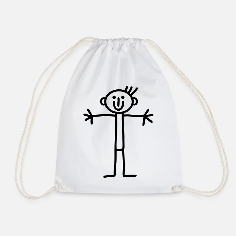 Stickmen open arms - Drawstring Bag - white