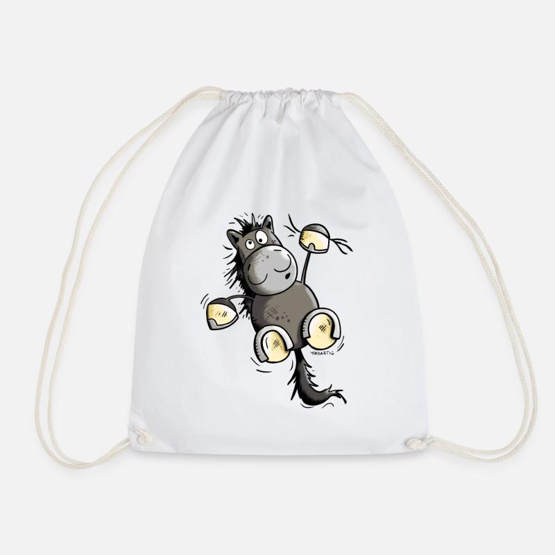 Black Horse - Drawstring Bag - white