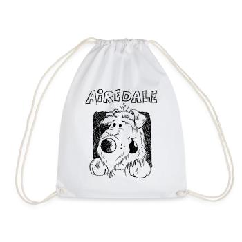 Airedale Terrier Zeichnung - Hund - Geschenk - Turnbeutel - Weiß - Vorne