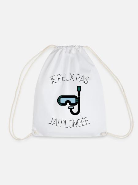 i can't i dived - Drawstring Bag - white