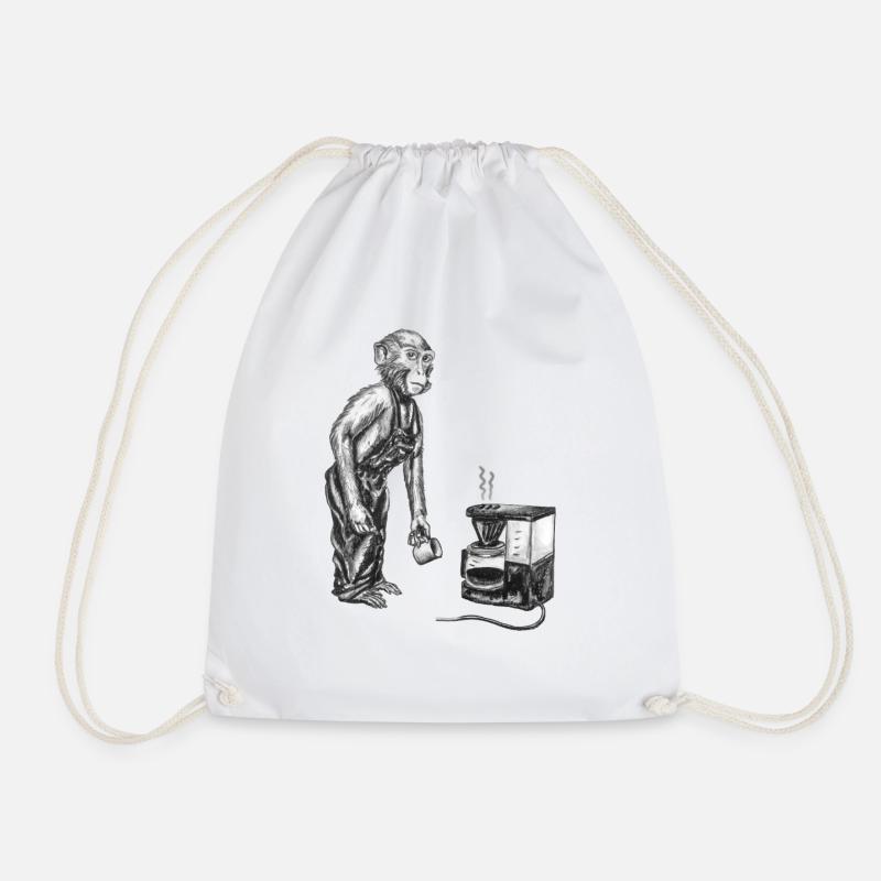 Singe et café - Sac de sport léger - blanc