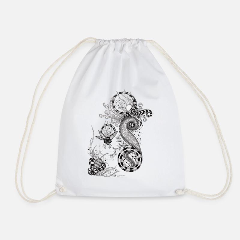 Floral Tangle Drawing - Drawstring Bag - white