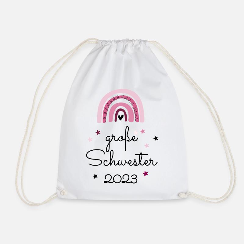 Große Schwester 2023 Regenbogen / Big Sister - Turnbeutel - Weiß