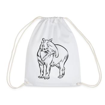 Tapir Dessin au trait dessiné à la main - Cadeau - Sac de sport léger - blanc - Devant