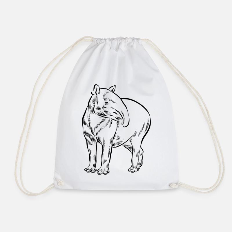 Tapir Strichzeichnung handgezeichnet - Geschenk - Turnbeutel - Weiß
