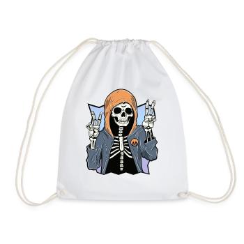 Skeleton with Hoodie - Turnbeutel - Weiß - Vorne