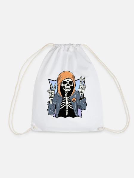 Chill Skeleton – Hoodie & Peace - Turnbeutel - Weiß