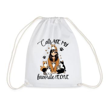 Cats are my favorite people - cute gift shirt - Drawstring Bag - white - Front
