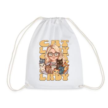 Cat Lady Katzen Frau Mädchen I Love Cats Lustig - Turnbeutel - Weiß - Vorne