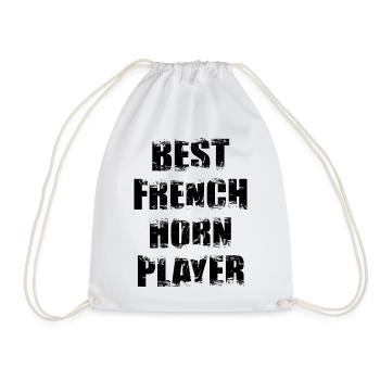 French horn player - Drawstring Bag - white - Front