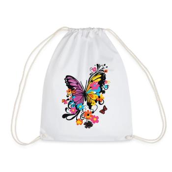 Butterfly Colorful Colorful Beautiful Art Nature - Drawstring Bag - white - Front