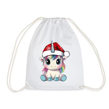 Einhorn Weihnachten Süß Niedlich Weihnachtlich - Turnbeutel - Weiß - Vorne