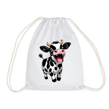 Cute Calf Calf Funny Farm Design - Drawstring Bag - white - Front