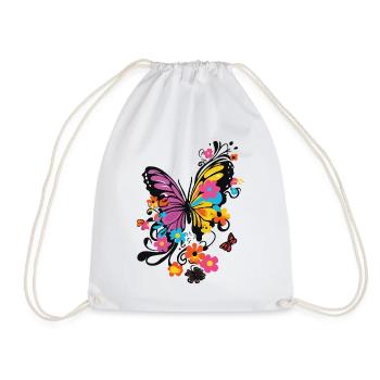 Butterfly Colorful Colorful Beautiful Art Nature - Drawstring Bag - white - Front
