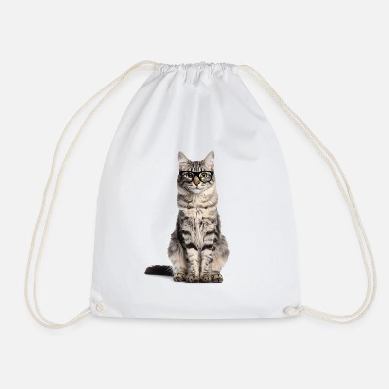 Getigerte Katze mit Brille – Wild at Heart - Turnbeutel - Weiß