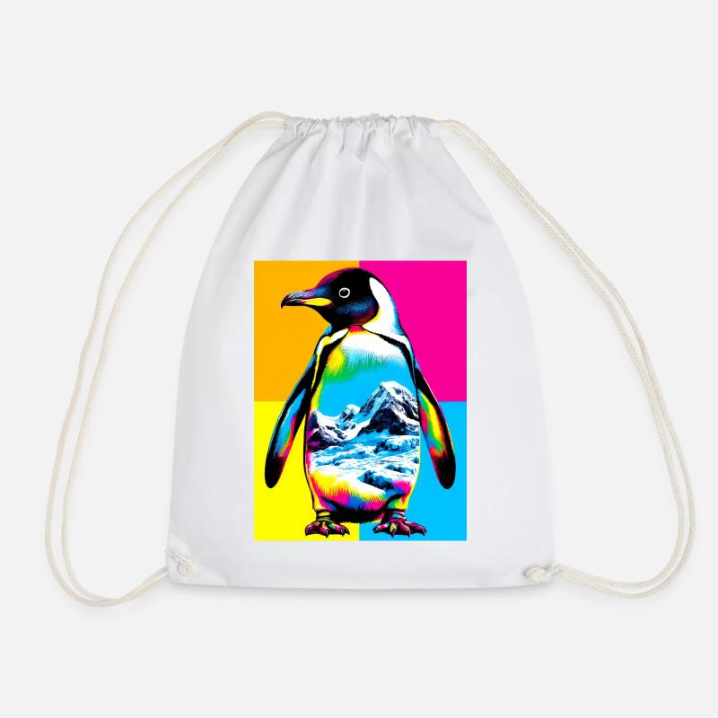 penguin - Drawstring Bag - white